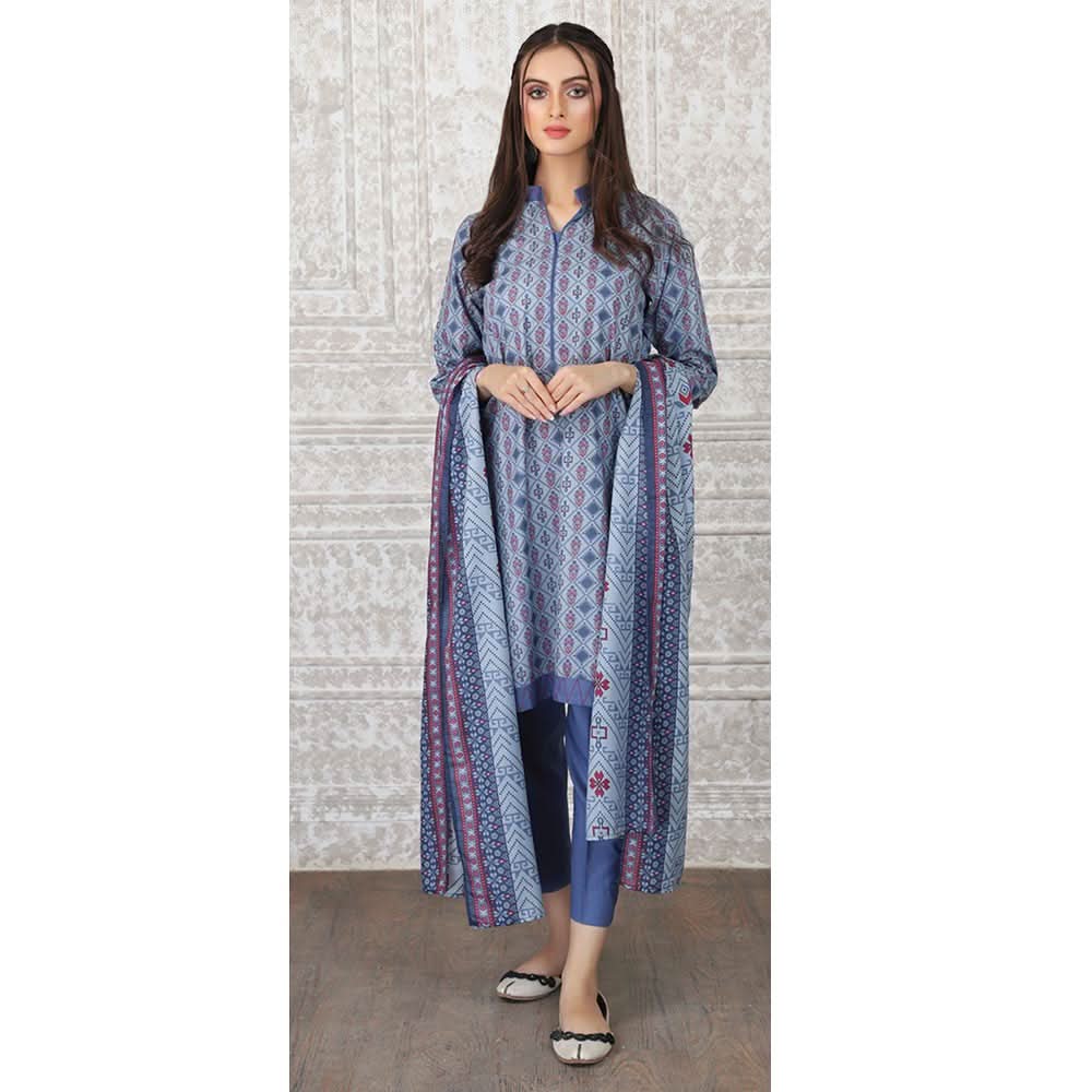Lakhany Safina Febron Printed Lawn 3 Pcs Un-Stitched Suit - 4A, Women, 3Pcs Shalwar Suit, LSM Textiles, Chase Value