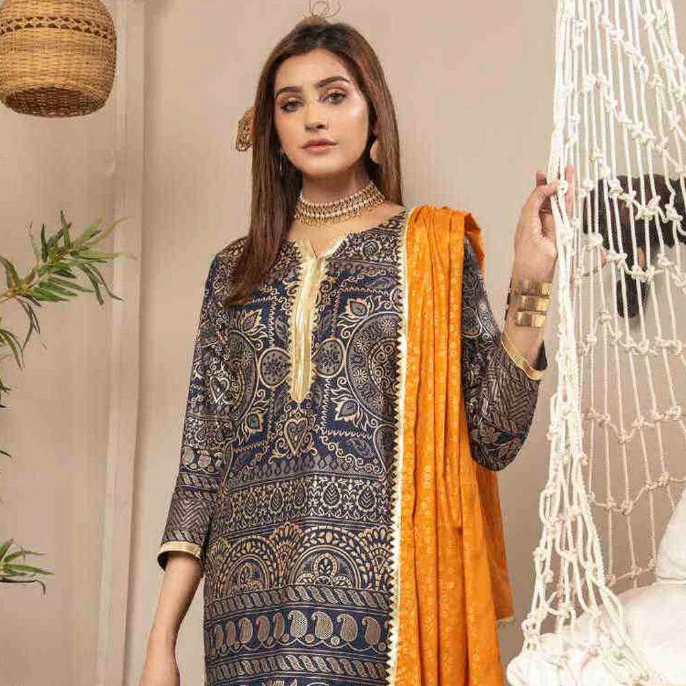 AL Zohaib Monsoon Cotton Gold Print unstitched 3pc Suit, Women, 3Pcs Shalwar Suit, Al-Zohaib Textiles, Chase Value