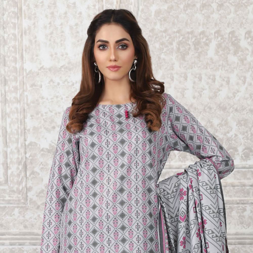 Lakhany Safina Febron Printed Lawn 3 Pcs Un-Stitched Suit - 4C, Women, 3Pcs Shalwar Suit, LSM Textiles, Chase Value