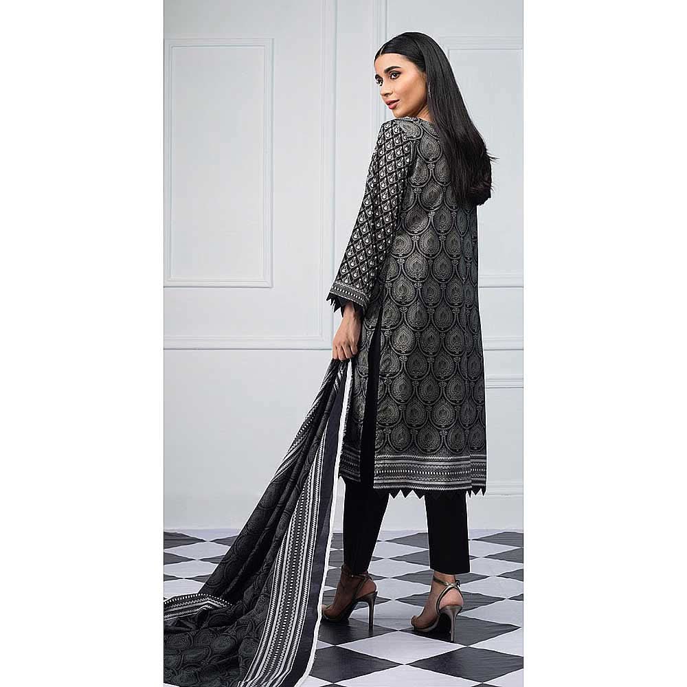 Salina Black & White Printed Lawn 3 Piece Un-Stitched Suit - 04, Women, 3Pcs Shalwar Suit, Regalia Textiles, Chase Value