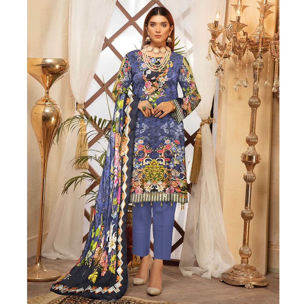 Riwayat Cottrell Digital Printed Linen 3 Pcs Un-Stitched Suit - 04, Women, 3Pcs Shalwar Suit, Ulfat Textile, Chase Value