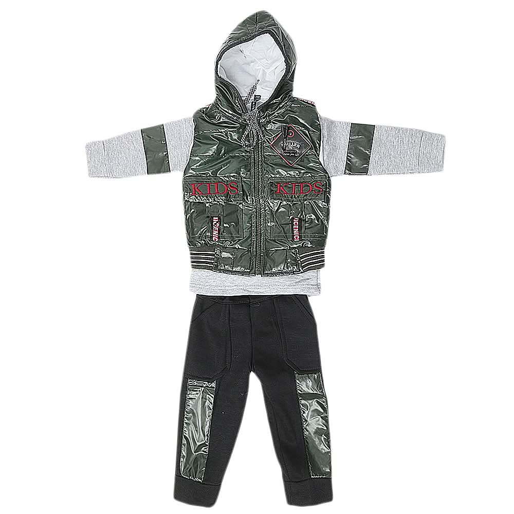Boys 3 Piece Full Sleeves Suit - Olive Green, Kids, Boys Sets And Suits, Chase Value, Chase Value