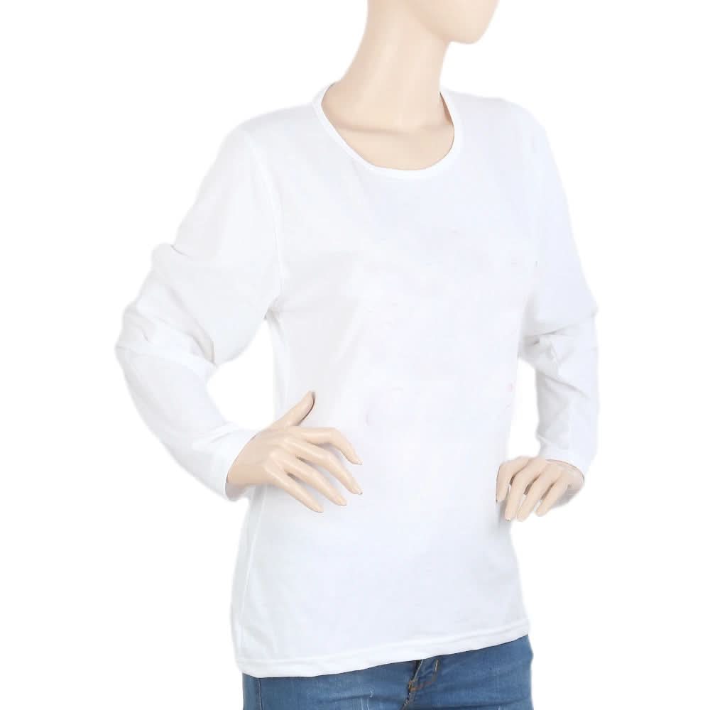 Women's Full Sleeves T-Shirt - White, Women, T-Shirts And Tops, Chase Value, Chase Value