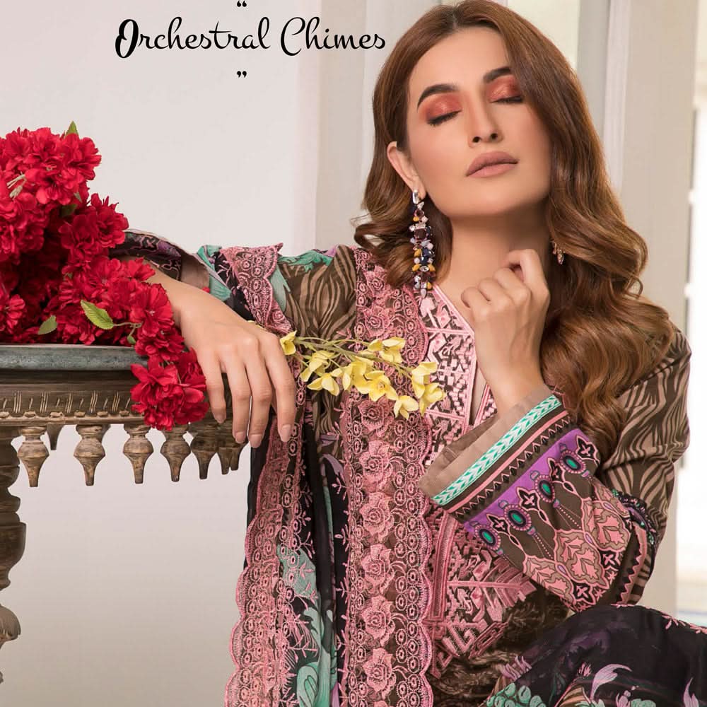 Zobia Noor Embroidered Lawn 3 Piece Un-Stitched Suit - B1, Women, 3Pcs Shalwar Suit, Salam's Textiles, Chase Value