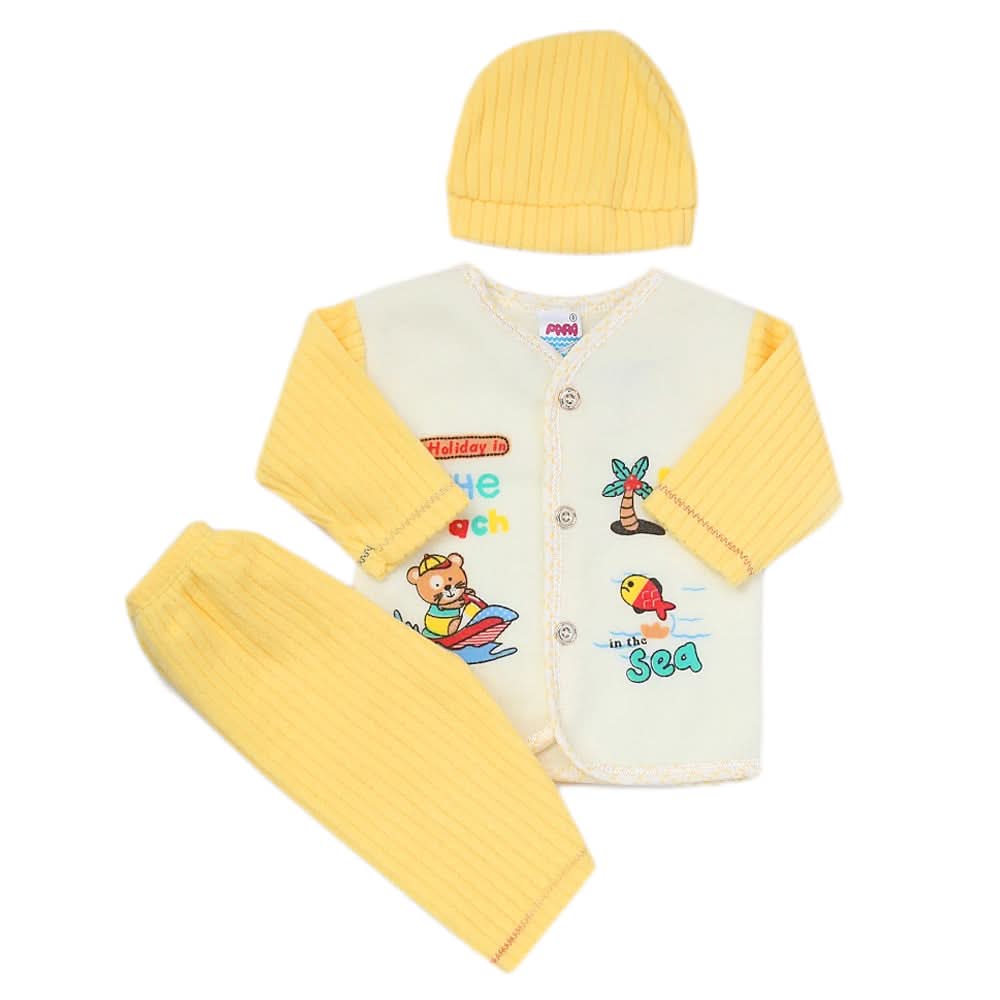 Newborn Boy Full Sleeves Polar Suit 3884 - Yellow, Kids, NB Boys Sets And Suits, Chase Value, Chase Value