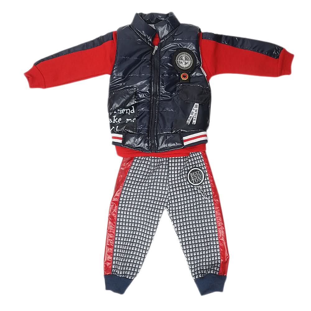 Boys 3 Piece Full Sleeves Suit - Navy Blue, Kids, Boys Sets And Suits, Chase Value, Chase Value