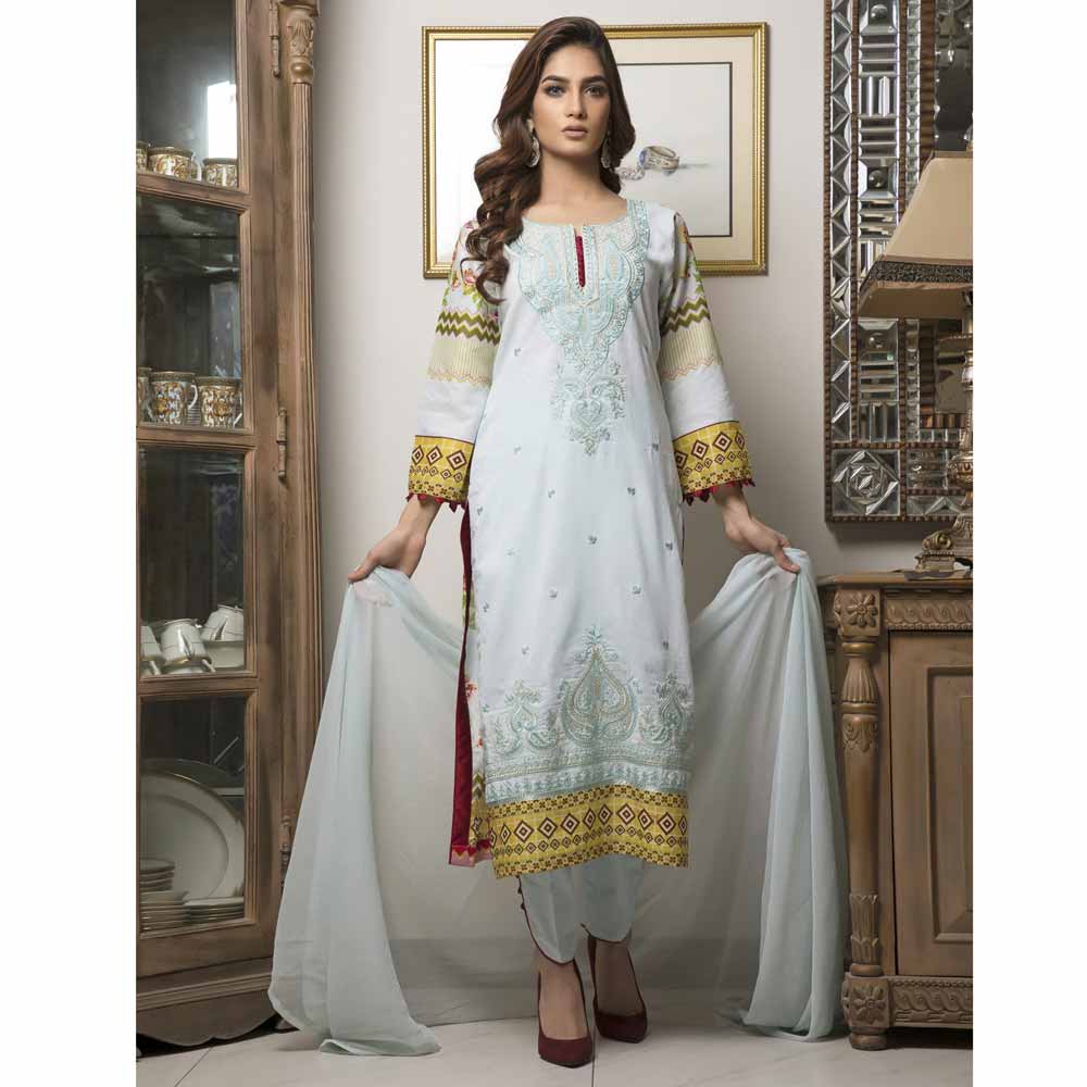 Zmaria Embroidered Lawn Un-Stitched Suit - 4A, Women, 3Pcs Shalwar Suit, ZS Textiles, Chase Value