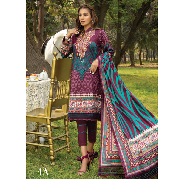 Anum Classic Printed Lawn 3 Pcs Un-Stitched Suit Vol 3 - 4-A, Women, 3Pcs Shalwar Suit, Al-Zohaib Textiles, Chase Value