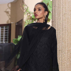 Kalyan Black & White Embroidered Shifli 3 Piece Un-Stitched Suit - 04, Women, 3Pcs Shalwar Suit, ZS Textiles, Chase Value