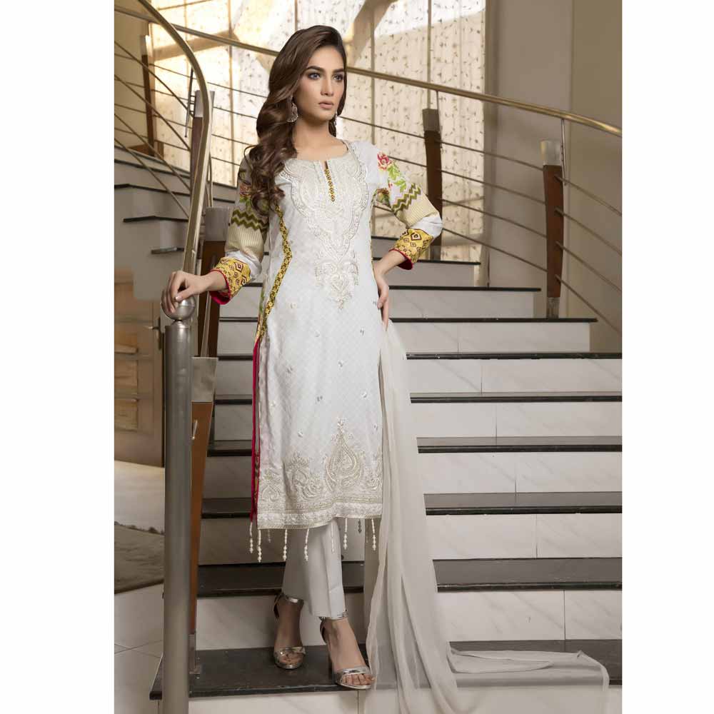 Zmaria Embroidered Lawn Un-Stitched Suit - 4B, Women, 3Pcs Shalwar Suit, ZS Textiles, Chase Value