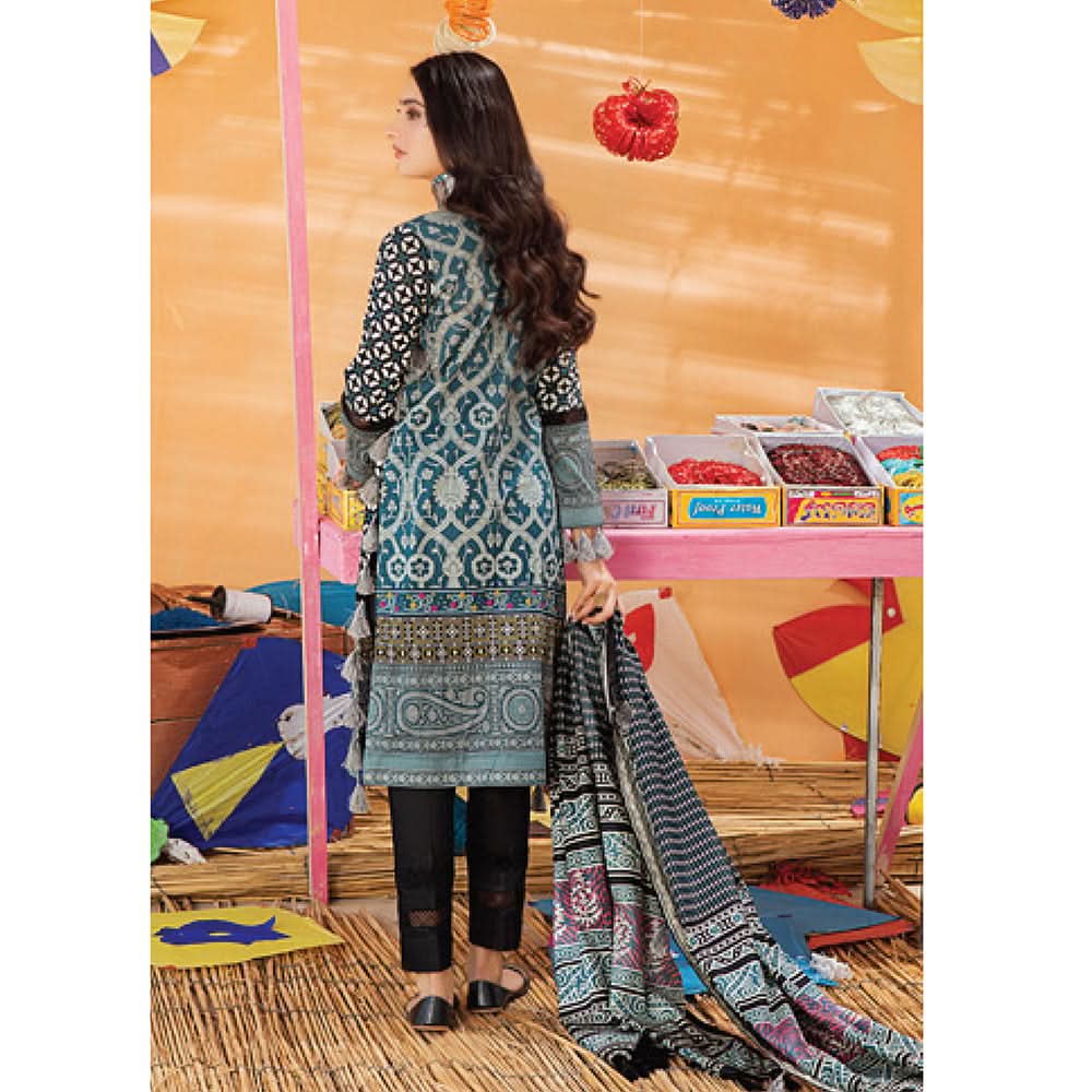 Monsoon  Printed Lawn 3 Pcs Un-Stitched Suit Vol 1 - 4-B, Women, 3Pcs Shalwar Suit, Al-Zohaib Textiles, Chase Value