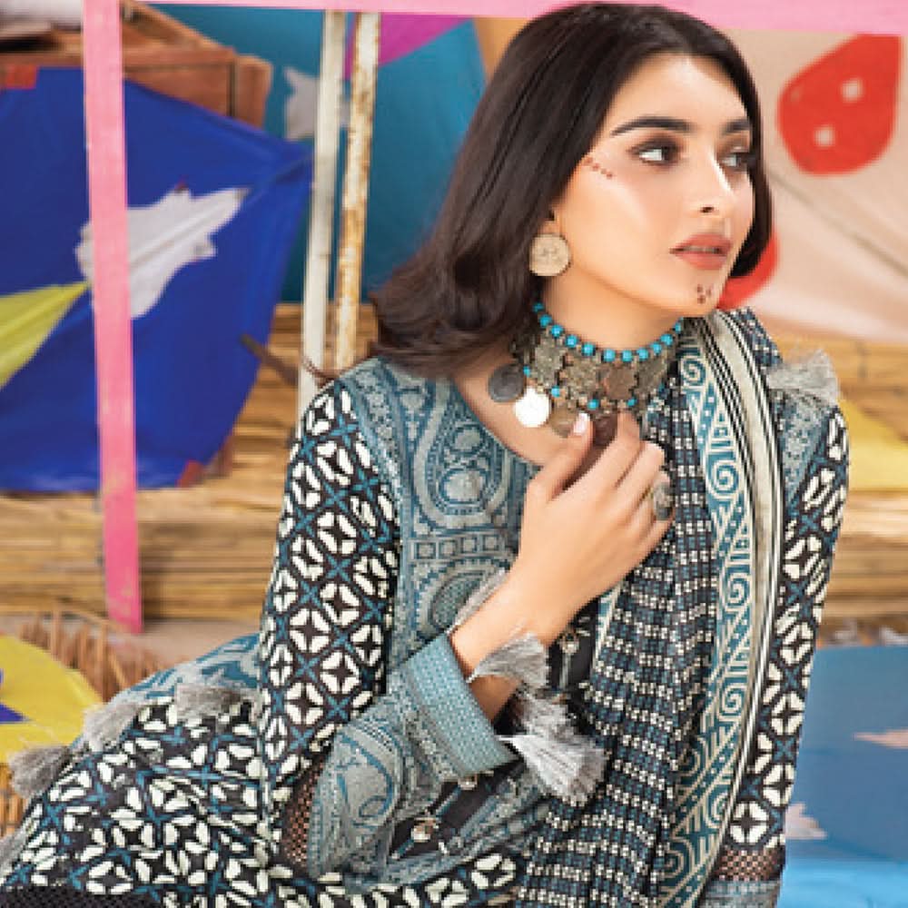 Monsoon  Printed Lawn 3 Pcs Un-Stitched Suit Vol 1 - 4-B, Women, 3Pcs Shalwar Suit, Al-Zohaib Textiles, Chase Value
