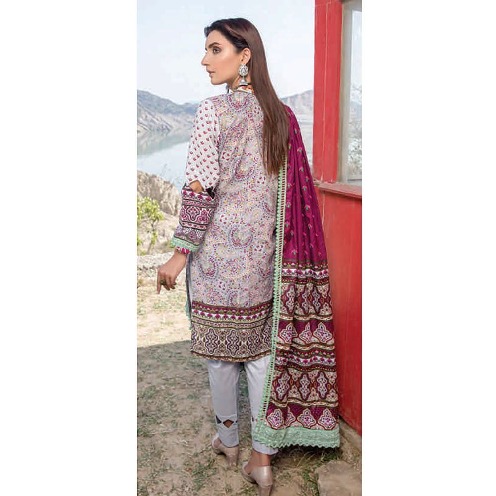 Monsoon Printed Lawn 3 Pcs Un-Stitched Suit Vol 2 - 5-C, Women, 3Pcs Shalwar Suit, Al-Zohaib Textiles, Chase Value