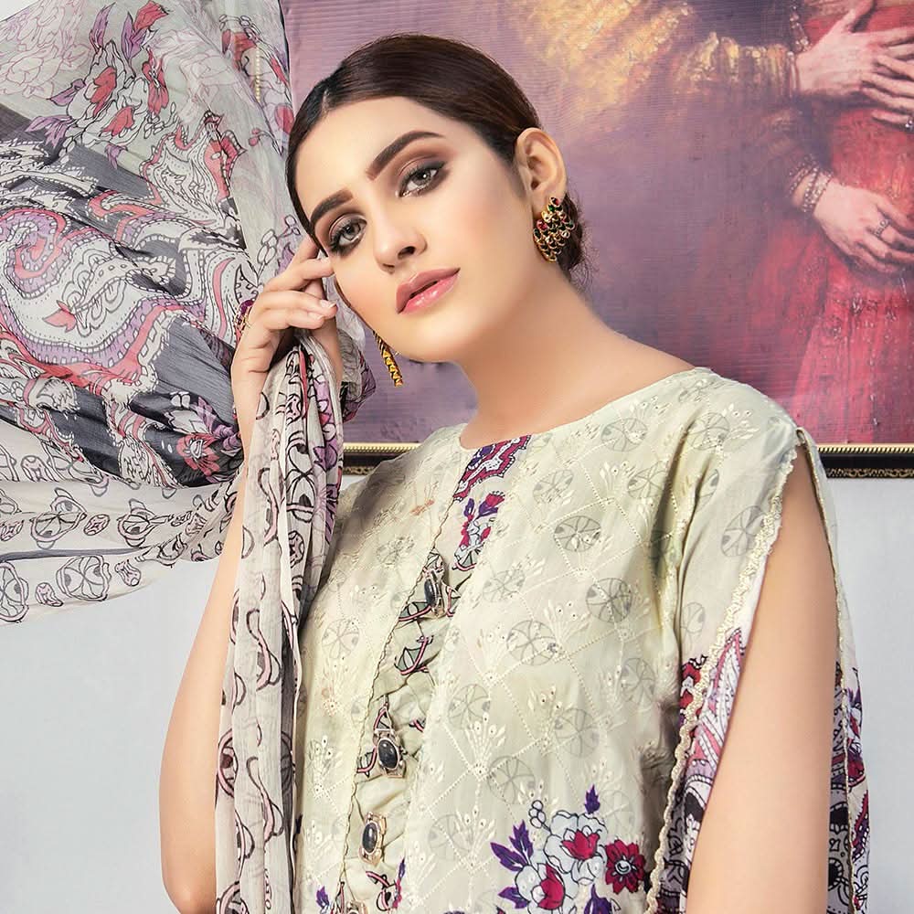 Morja Digital Printed Viscose with Chikan Kari 3 Pcs Un-Stitched Suit - 05, Women, 3Pcs Shalwar Suit, UK Fashion, Chase Value