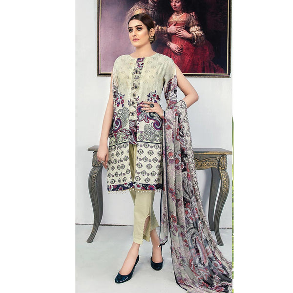 Morja Digital Printed Viscose with Chikan Kari 3 Pcs Un-Stitched Suit - 05, Women, 3Pcs Shalwar Suit, UK Fashion, Chase Value