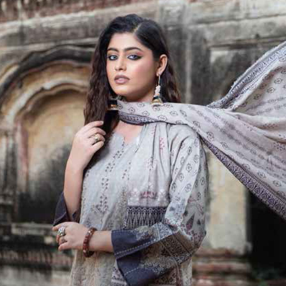 RASHID Mehar Printed Embroidered Karandi unstitched 3pc Suit, Women, 3Pcs Shalwar Suit, Rashid Textiles, Chase Value