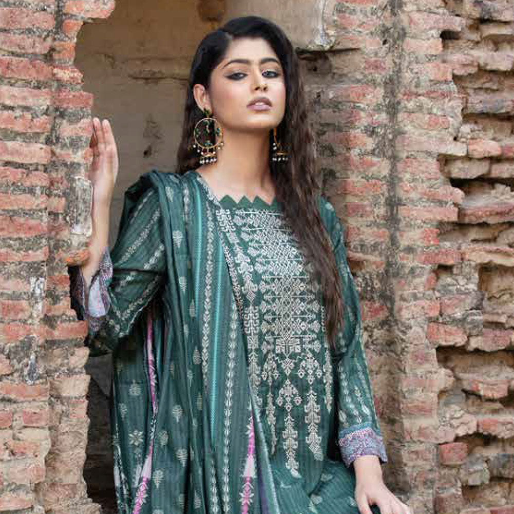 RASHID Mehar Printed Embroidered Karandi unstitched 3pc Suit, Women, 3Pcs Shalwar Suit, Rashid Textiles, Chase Value