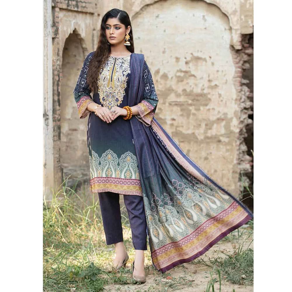 RASHID Mehar Printed Embroidered Karandi unstitched 3pc Suit, Women, 3Pcs Shalwar Suit, Rashid Textiles, Chase Value
