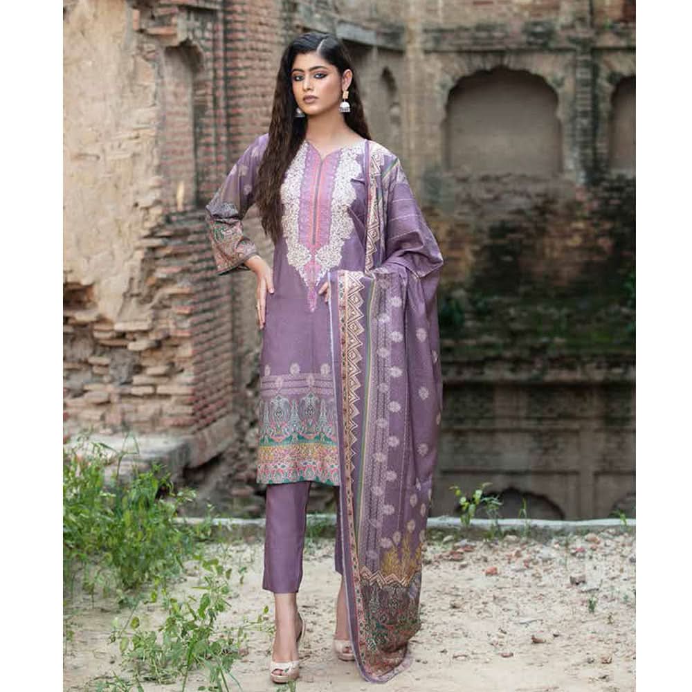RASHID Mehar Printed Embroidered Karandi unstitched 3pc Suit, Women, 3Pcs Shalwar Suit, Rashid Textiles, Chase Value