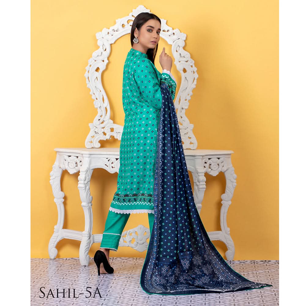 Sahil Printed Lawn V 1 3 Pcs Un-Stitched Suit - 5-A, Women, 3Pcs Shalwar Suit, ZS Textiles, Chase Value