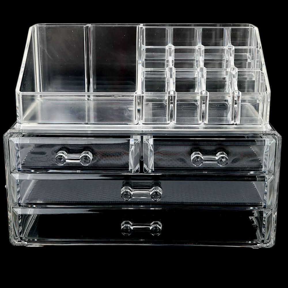 Acrylic Cosmetic Makeup Organizer Storage Box - White, Home & Lifestyle, Storage Boxes, Chase Value, Chase Value