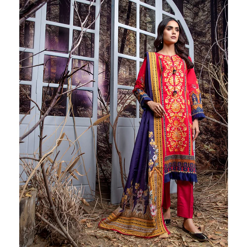 Salina Printed & Embroidered Khaddar 3 Pcs Un-Stitched Suit Vol 2 - 05, Women, 3Pcs Shalwar Suit, Regalia Textiles, Chase Value