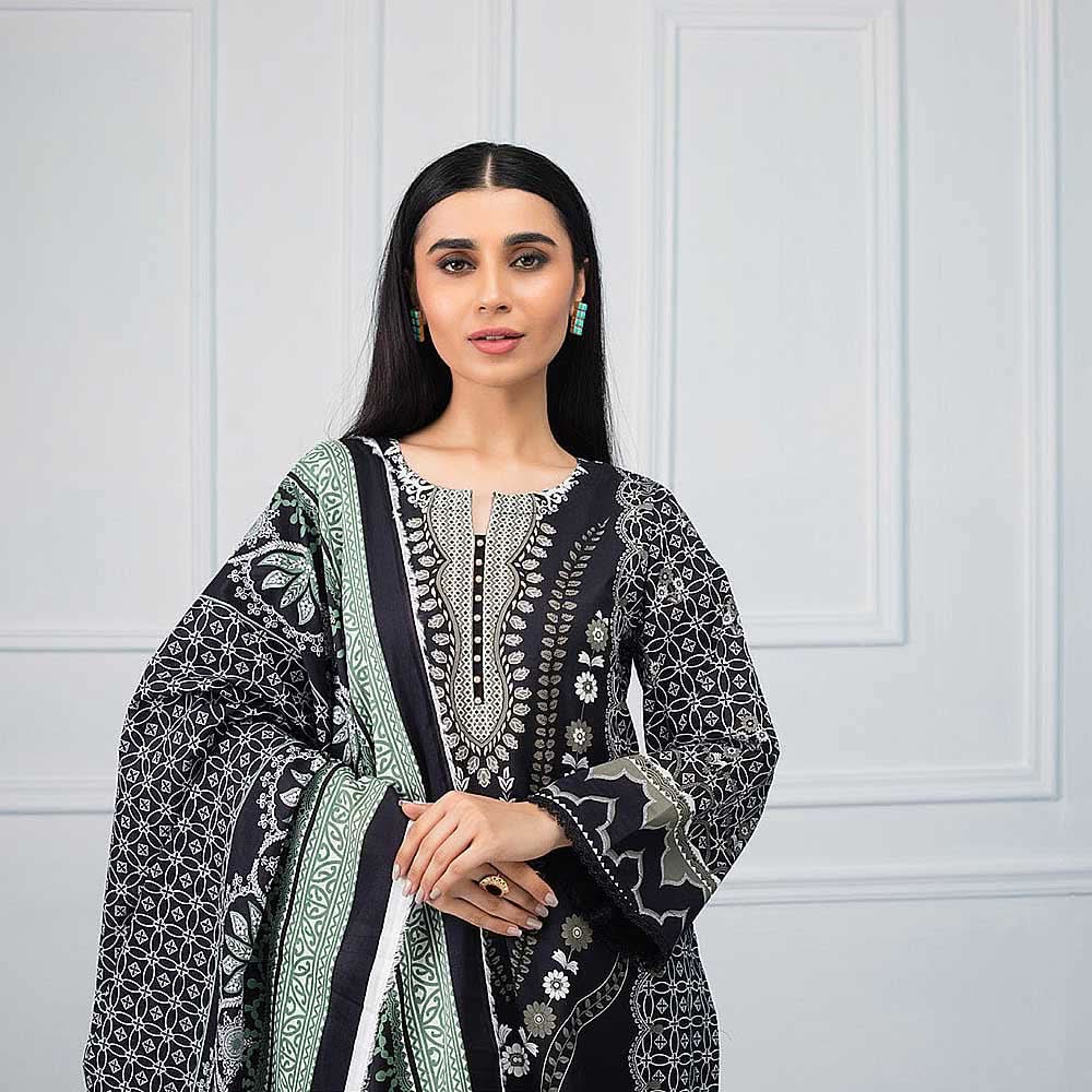 Salina Black & White Printed Lawn 3 Piece Un-Stitched Suit - 05, Women, 3Pcs Shalwar Suit, Regalia Textiles, Chase Value