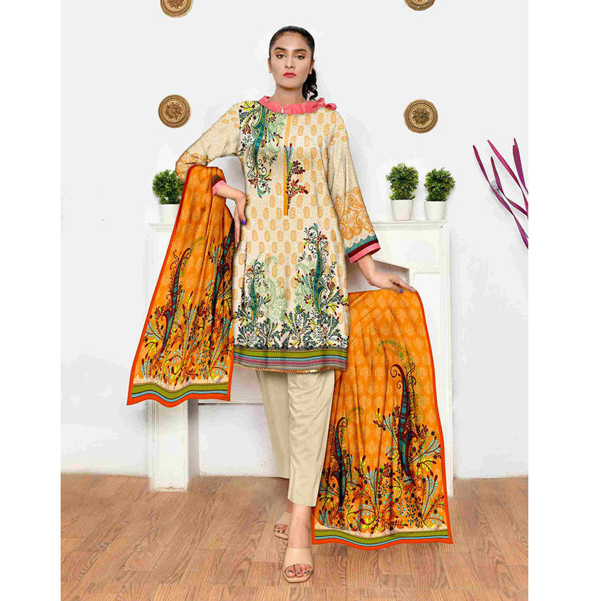 Tehzeeb Digital Printed Cambric 3Pcs Unstitched Suit V2 - 5, Women, 3Pcs Shalwar Suit, Ulfat Textile, Chase Value