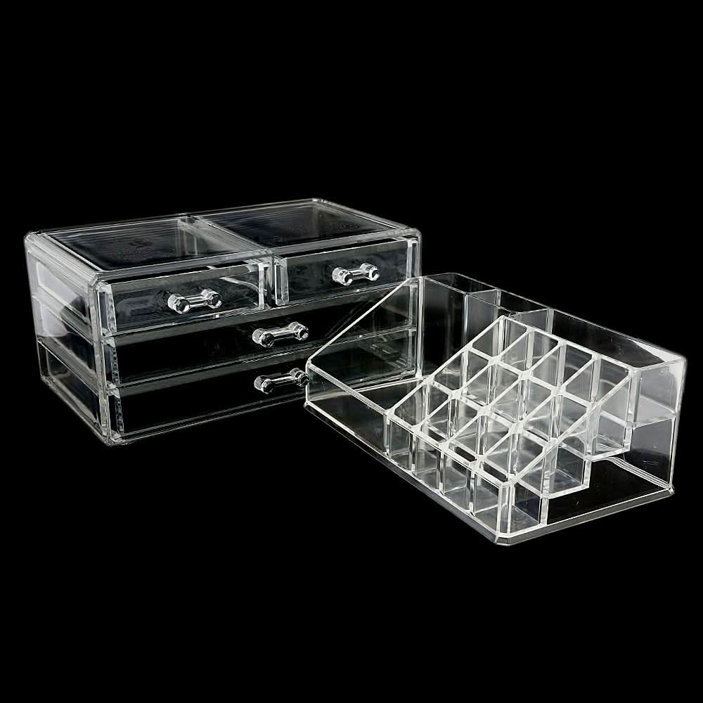 Acrylic Cosmetic Makeup Organizer Storage Box - White, Home & Lifestyle, Storage Boxes, Chase Value, Chase Value