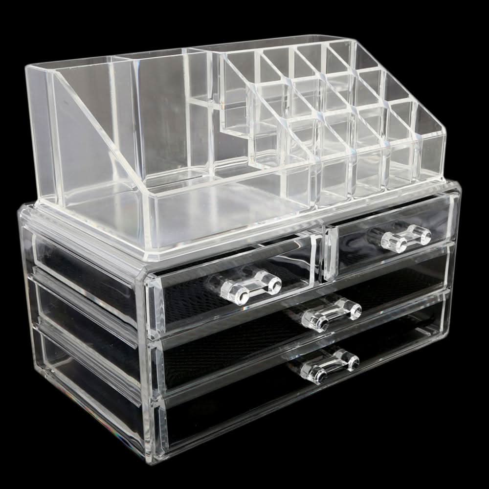 Acrylic Cosmetic Makeup Organizer Storage Box - White, Home & Lifestyle, Storage Boxes, Chase Value, Chase Value