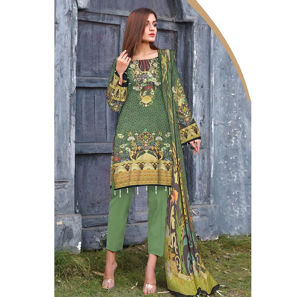 Saqaffat Digital Printed Dhanak 3 Pcs Un-Stitched Suit - 05, Women, 3Pcs Shalwar Suit, Ulfat Textile, Chase Value