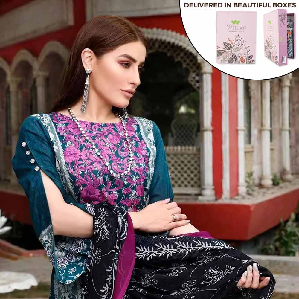 Zobia Noor Embroidered Lawn 3 Piece Un-Stitched Suit - ZN-02B, Women, 3Pcs Shalwar Suit, Salam's Textiles, Chase Value