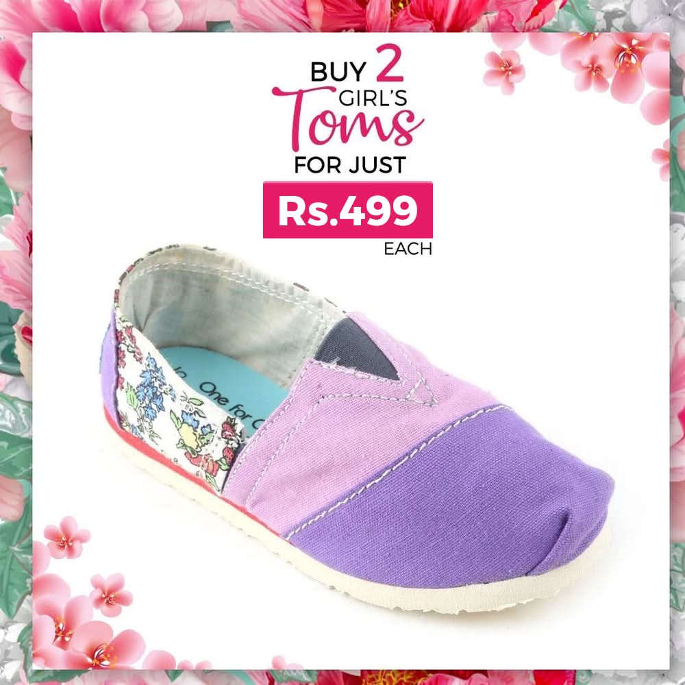 Girls Printed Toms - Purple, Kids, Girls Sneakers And Shoes, Chase Value, Chase Value
