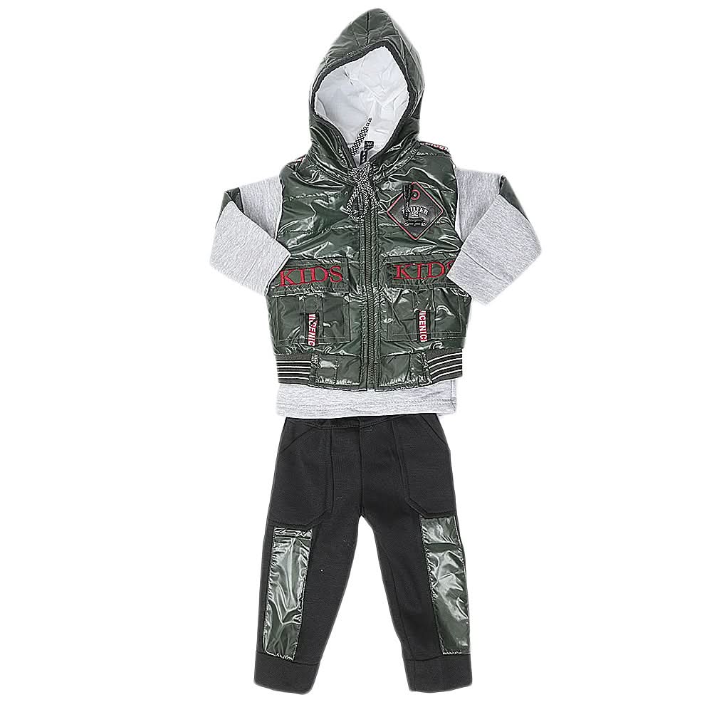 Boys 3 Piece Full Sleeves Suit - Olive Green, Kids, Boys Sets And Suits, Chase Value, Chase Value
