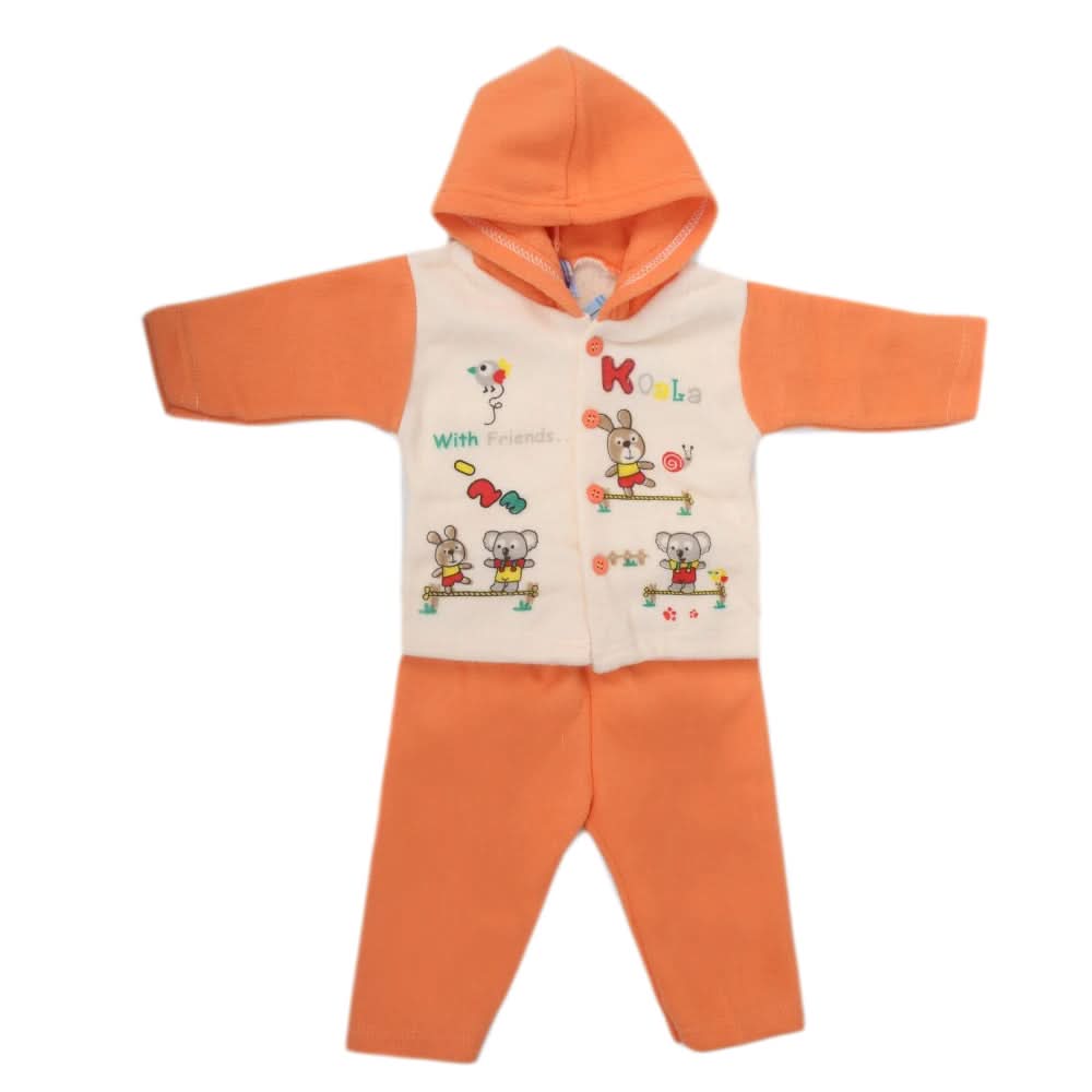 Newborn Boy Full Sleeves Polar Hooded Suit - Peach, Kids, NB Boys Sets And Suits, Chase Value, Chase Value