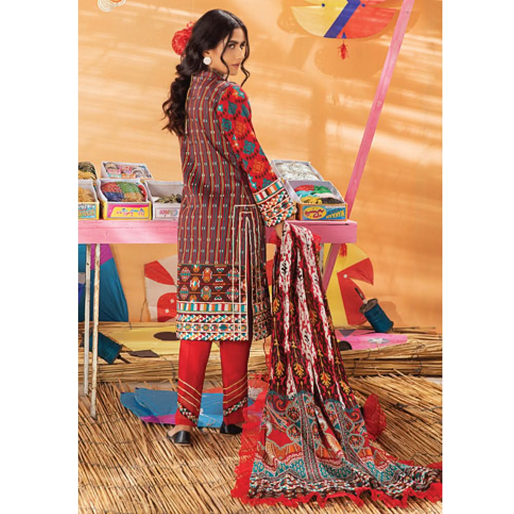 Monsoon Printed Lawn 3 Pcs Un-Stitched Suit Vol 1 - 5-A, Women, 3Pcs Shalwar Suit, Al-Zohaib Textiles, Chase Value