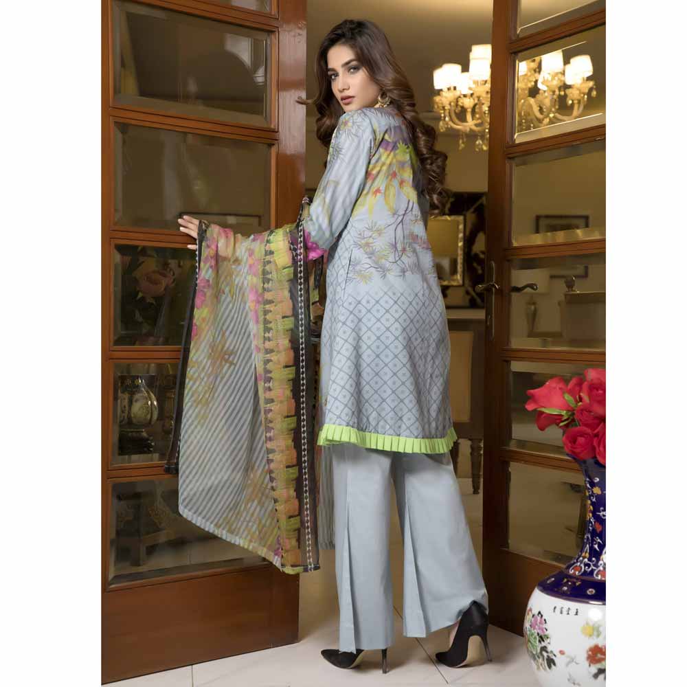 Zmaria Embroidered Lawn Un-Stitched Suit - 5A, Women, 3Pcs Shalwar Suit, ZS Textiles, Chase Value