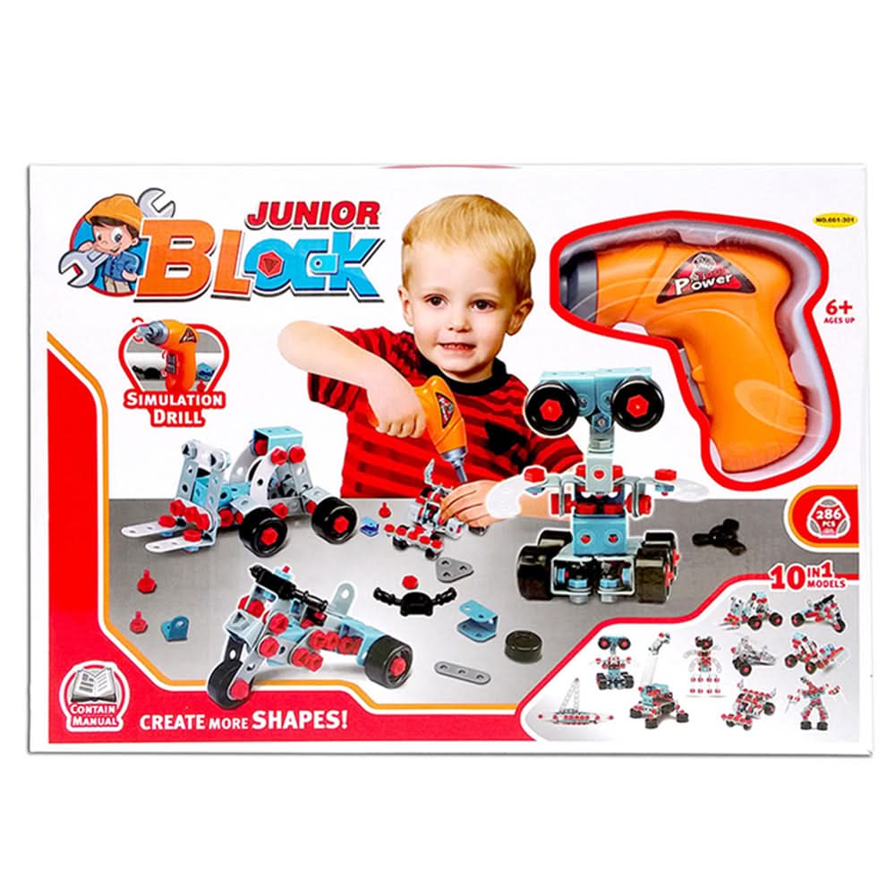 Block & Tool Set 10 in 1 - Orange, Kids, Educational Toys, Chase Value, Chase Value