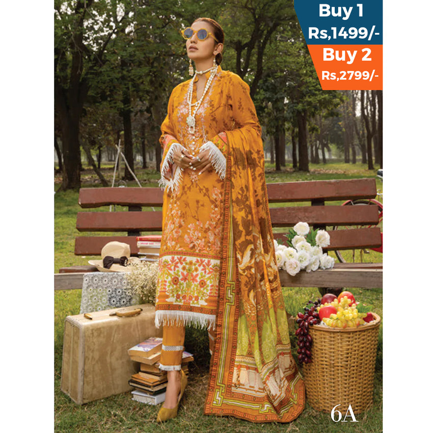 Anum Classic Printed Lawn 3 Pcs Un-Stitched Suit Vol 3 - 6-A, Women, 3Pcs Shalwar Suit, Al-Zohaib Textiles, Chase Value