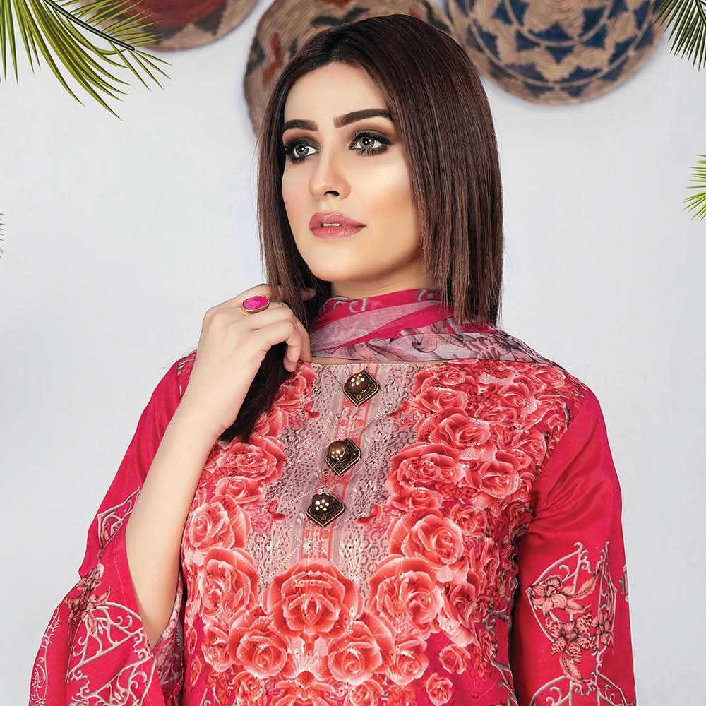 Morja Digital Printed Viscose with Chikan Kari 3 Pcs Un-Stitched Suit - 06, Women, 3Pcs Shalwar Suit, UK Fashion, Chase Value