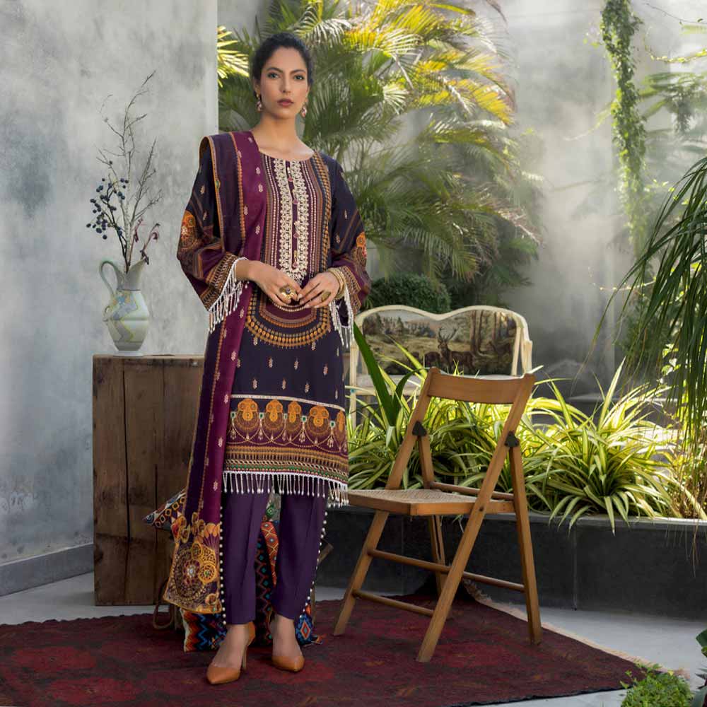 Salina Digital Printed & Embroidered Khaddar 3 Pcs Un-Stitched Suit - 06, Women, 3Pcs Shalwar Suit, Regalia Textiles, Chase Value