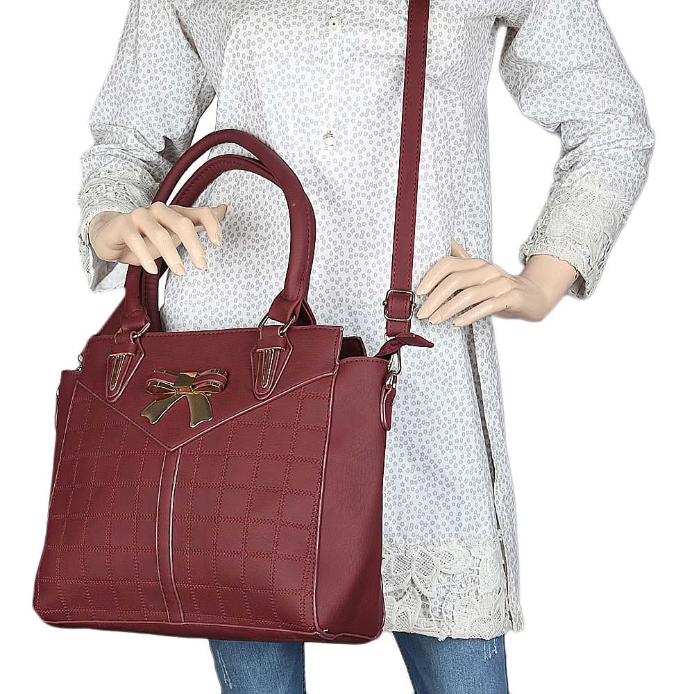 Women's Handbag 2 Pcs (6014) - Maroon, Women, Bags, Chase Value, Chase Value