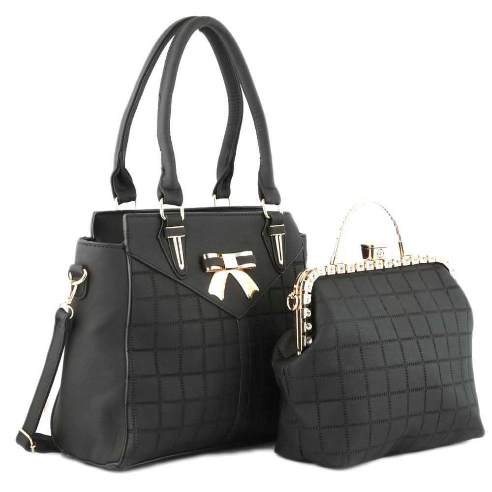 Women's Handbag 2 Pcs (6014) - Black, Women, Bags, Chase Value, Chase Value