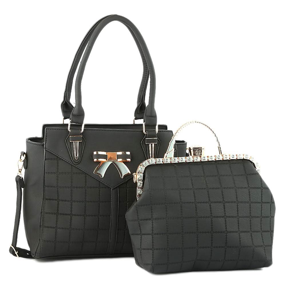 Women's Handbag 2 Pcs (6014) - Black, Women, Bags, Chase Value, Chase Value