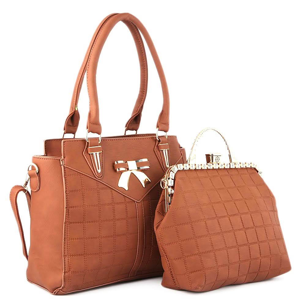 Women's Handbag 2 Pcs (6014) - Coffee, Women, Bags, Chase Value, Chase Value