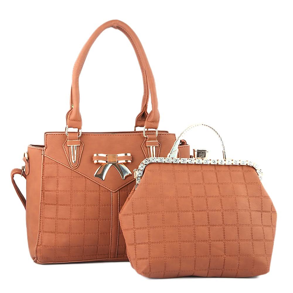 Women's Handbag 2 Pcs (6014) - Coffee, Women, Bags, Chase Value, Chase Value
