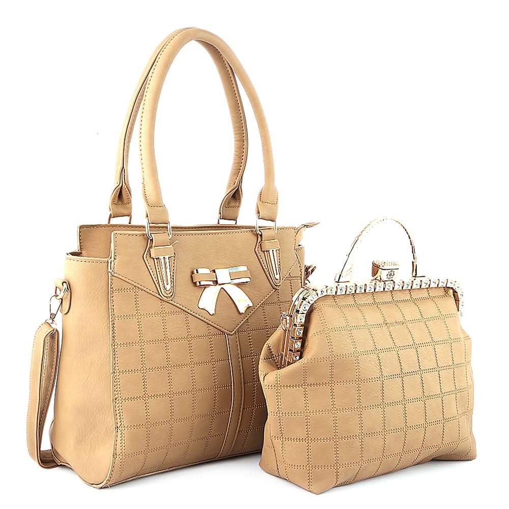 Women's Handbag 2 Pcs (6014) - Khaki, Women, Bags, Chase Value, Chase Value