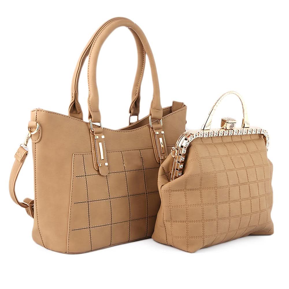 Women's Handbag 2 Pcs (6015) - Khaki, Women, Bags, Chase Value, Chase Value