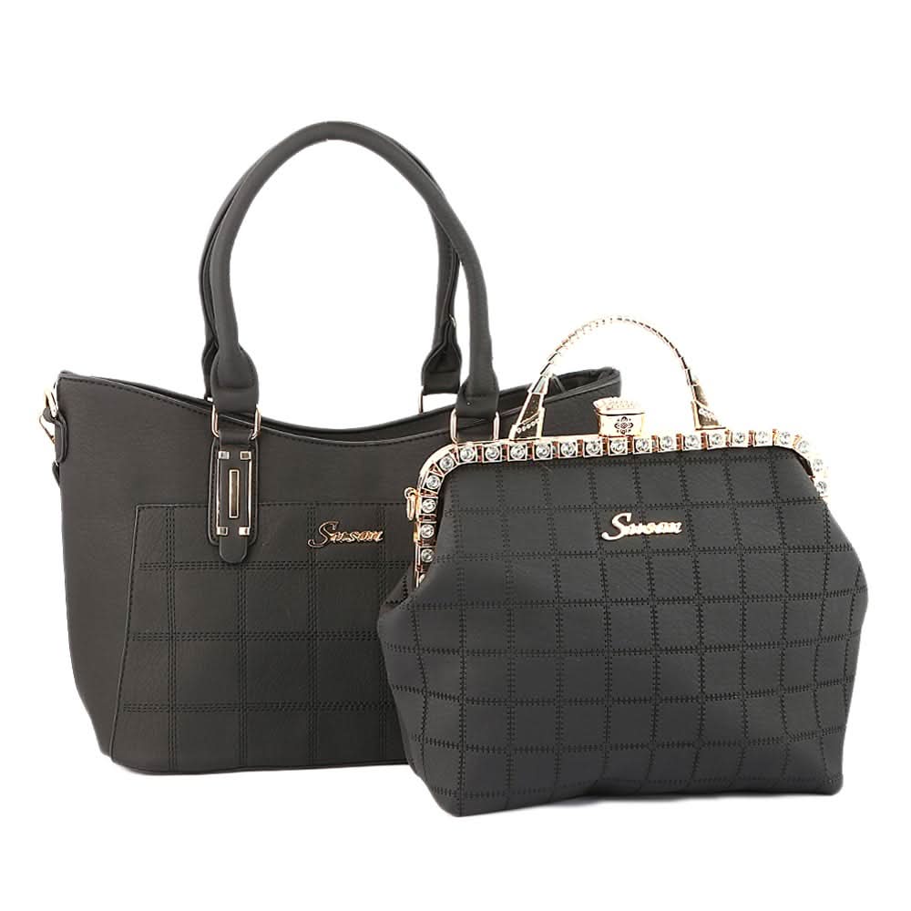 Women's Handbag 2 Pcs (6015) - Black, Women, Bags, Chase Value, Chase Value