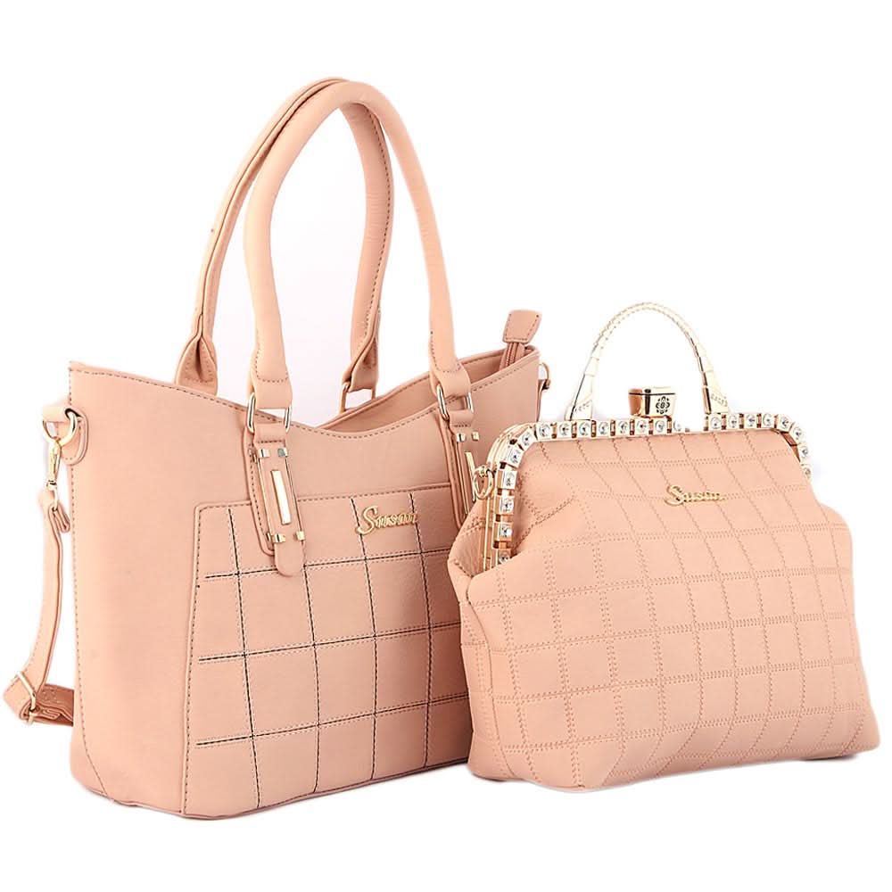 Women's Handbag 2 Pcs (6015) - Pink, Women, Bags, Chase Value, Chase Value